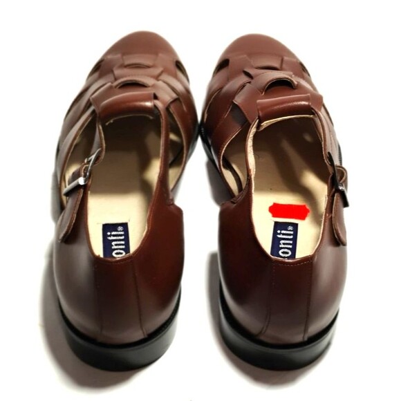 NEW Conti Mens Fisherman Sandals Brown Leather Buckle Dress Shoes Size 16D ($99) main image 4
